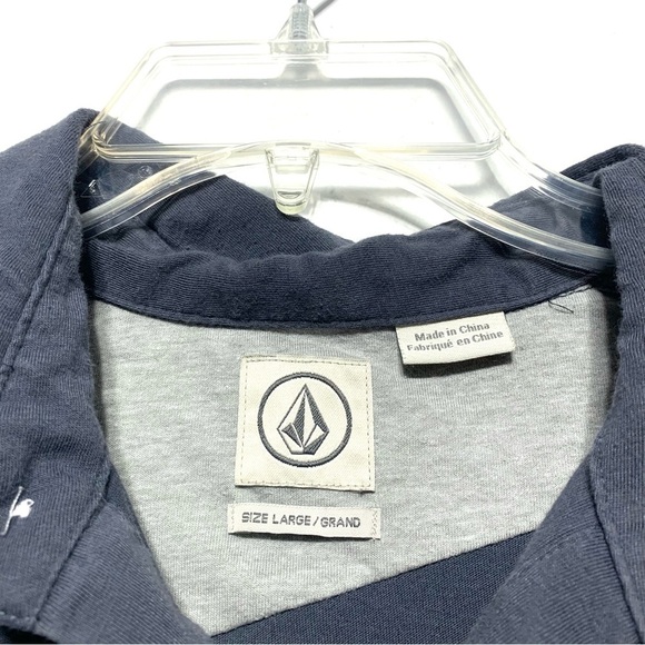 Volcom Gray Blue Short Sleeve Polo Collared Shirt Top Mens size Large - Picture 5 of 6